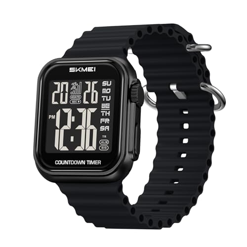 Datirzyx（ダティアシー）デジタルうで時計 メンズ 腕時計 ストップウォッチ付き 防水 スポーツ時計 仕事時計 ランニング ストップウォッチ アラーム 時報多機能 日本語説明書付 (ブラック+ブラック)